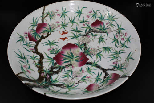 A very large Chinese famille rose porcelain peach