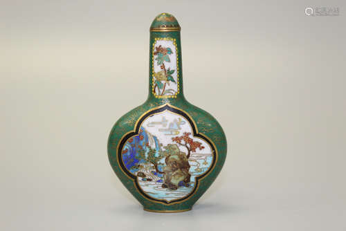 Chinese cloisonne snuff bottle, marked.