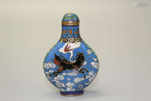 Chinese cloisonne snuff bottle, Qianlong mark.