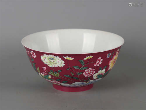 Chinese famille rose porcelain bowl, Yongzheng mark.