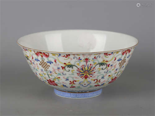 Chinese famille rose porcelain bowl, Guangxu mark.