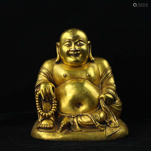 Chinese gilt bronze figure of Laughing Buddha.