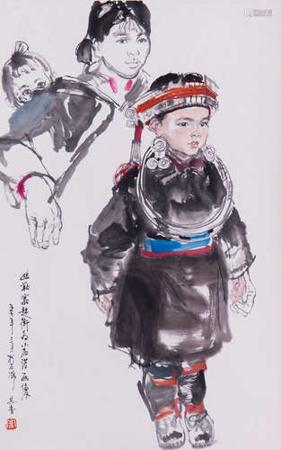 Chinese water color painting on paper, by Zong Qi