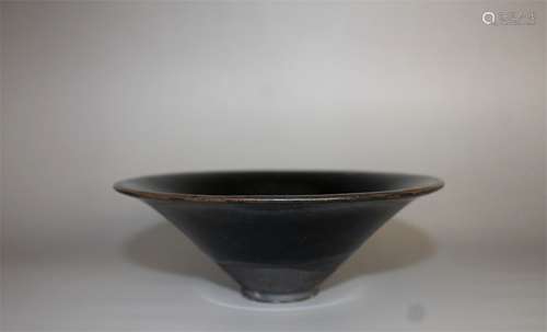 Chinese black glaze pottery bowl.