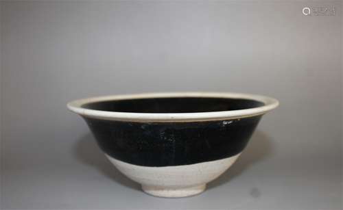 Chinese black glaze pottery bowl.