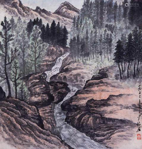 Chinese water color painting on paper, by Luo Ming.