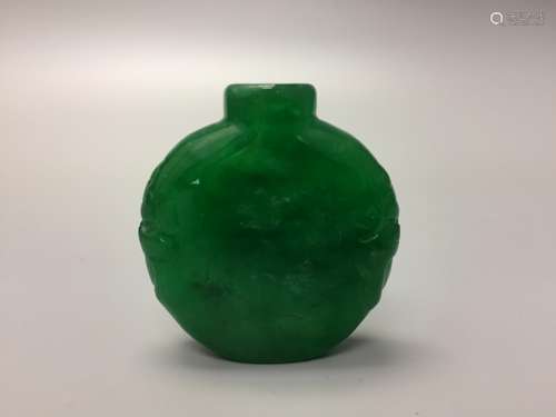 Chinese carved jadeite snuff bottle.