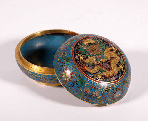 Marked Qing Cloisonne Enamel 'Dragon' Box