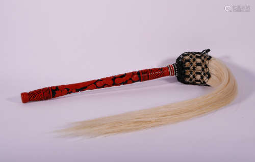 Qing Red Lacquer ‘Phoenix' Fly Whisk