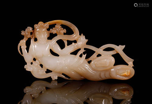 A Song Hetian Jade Carved Apsaras, Feitian