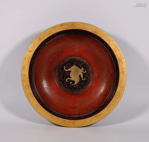 Han Gilt Painted Lacquer Bowl