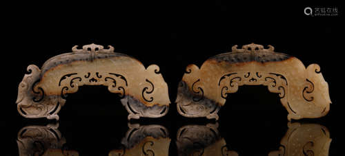 Pair Warring States 'Dragon' Jade