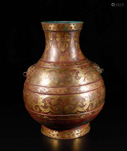 Warring States Gold-Inlaid Silver 'Dragon' Vase