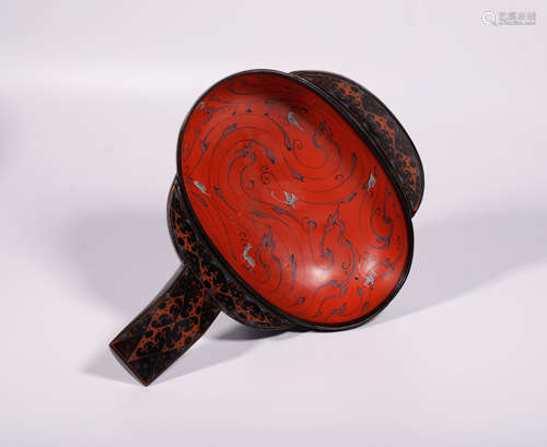 A Han Painted Red Lacquer Wine Vessel