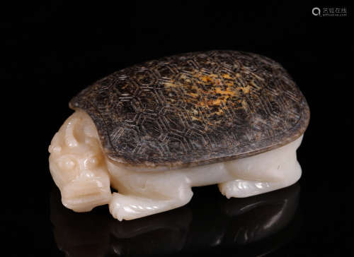 Qing Hetian Jade Pebble Dragon Turtle