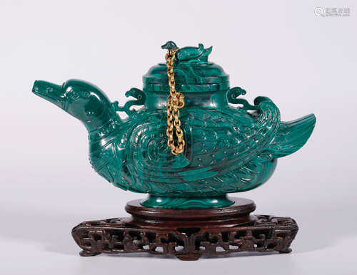 Qing Malachite 'Mandarin Duck' Décor