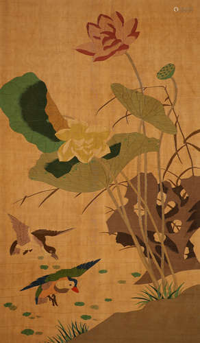 Qing Kesi 'Mandarin Duck And Lotus'