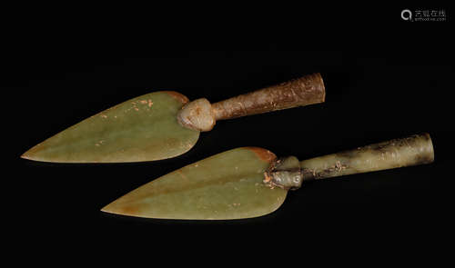 Pair Warring States Hetian Jade Spear