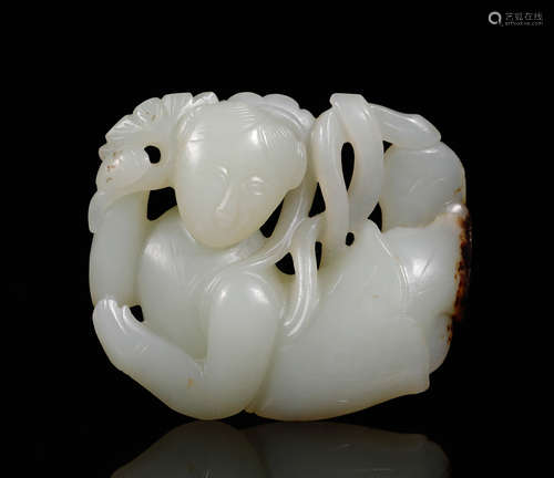 Yuan Hetian Jade Carved Apsaras Feitian