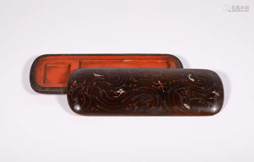 A Han Painted Lacquer Ink Box