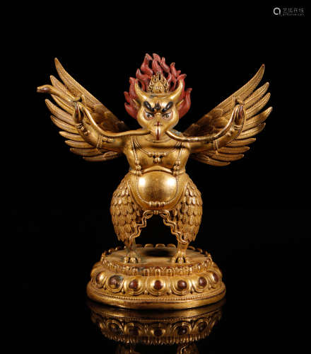 A Qing Gilt-Bronze Figure of Suparnin