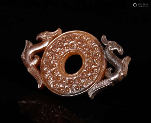 Han Jade Carved 'Double Phoenix' Disc