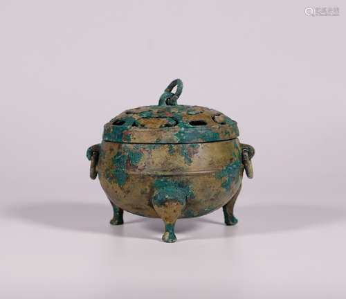 Han Bronze Double Handled Tripod Censer