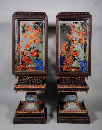 Pair Qing Cloisonne Enamel Lantern