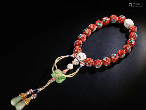 AN IMPERIAL CORAL ROSARY