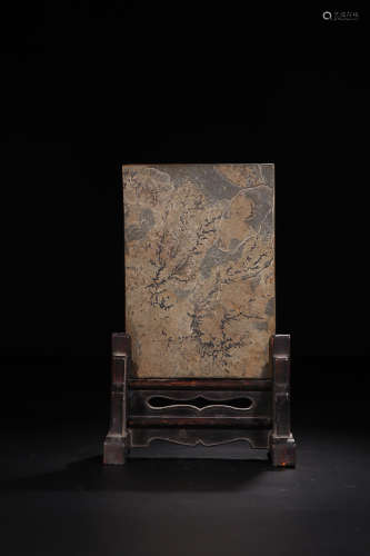 17-19TH CENTURY, A SEA GRASS PATTERN STONE TABLE SCREEN, QING DYNASTY