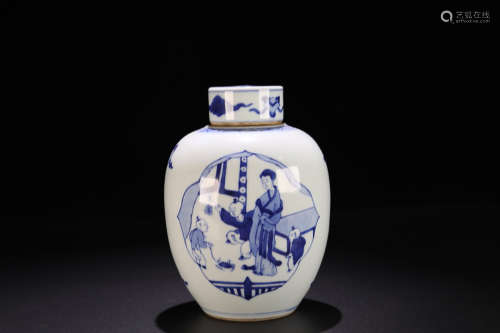 17-19TH CENTURY, A STORY DESIGN PORCELAIN POT, QING DYNASTY