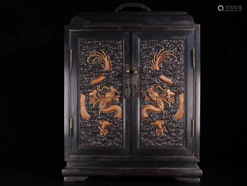 AN OLD DRAGON PATTERN ROSEWOOD CABINET