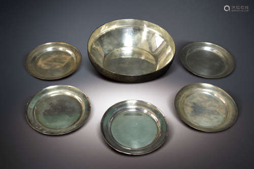 十九世紀   銀製菓子器皿六件一組