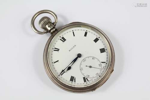 A Silver Open-faced Vintage Rolex Self-wind Pocket Watch