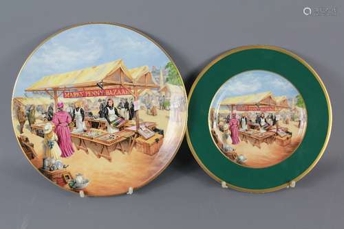 Two Limited Edition Royal Worcester Marks and Spencer's Centenary Year 'Penny Bazaar' Commemorative Plates