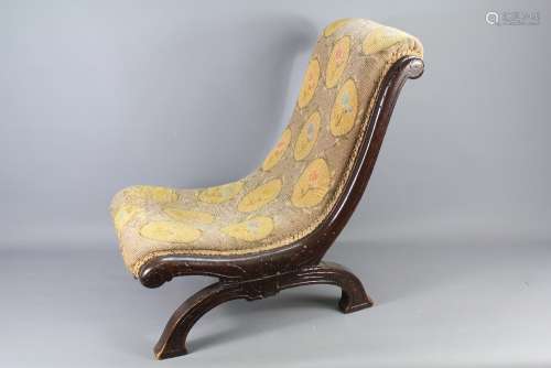 A Victorian Tapestry Slipper Chair