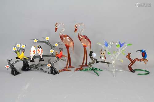 Six Glass Bird Figurines