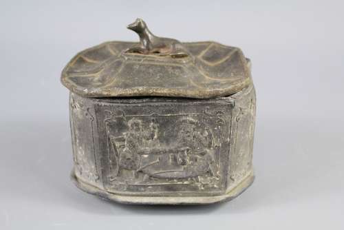 An 18th Century Lead Oval-Shaped Tobacco Box and Cover