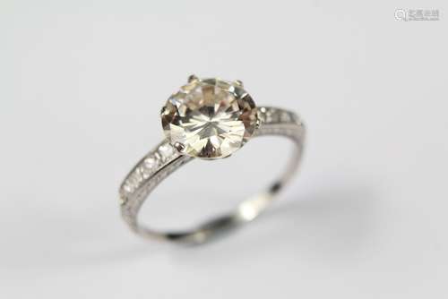 A Stunning Antique Platinum Solitaire Diamond Ring