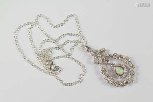 A Silver and Cubic Zircon Belle-Epoque Style Necklace