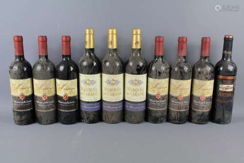 Ten Bottles of Italian and Spanish Red Wines