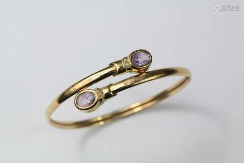 A 9ct Gold Amethyst and Diamond Bangle