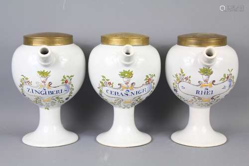 Three Lidded Apothecary Wet Drug Jars