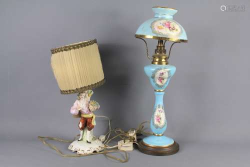 An Italian Table Lamp with Porcelain Figural Lamp Base