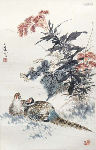 王雪濤 花鳥 鏡片