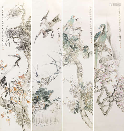 何煜 花鳥四屏 立軸