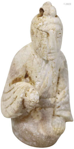 漢代 Han Dynasty (206BC-225AD)  鷄骨白小跪俑