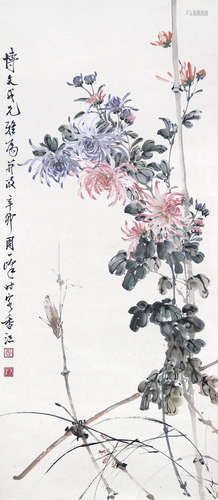 周一峰 花鳥 鏡片