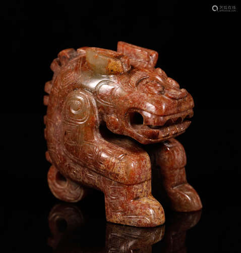 Shang Archaic Jade Carved Dragon Ji