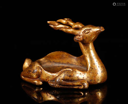 Liao Gilt-Bronze Deer-Form Ink Palette